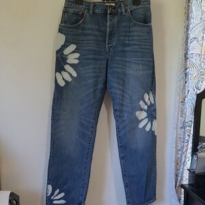 Madewell Denim Jeans with White Floral Design